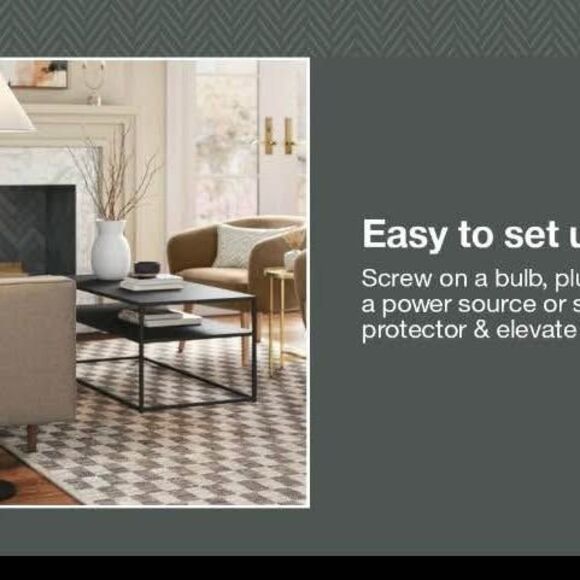 60”x15” Black Stick Floor Lamp Linen Tapered Shade Threshold Light NIB (R3) - Picture 5 of 7